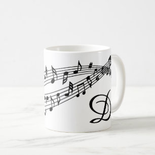 Musiknoten Monogram Script benutzerdefinierte Farb Kaffeetasse