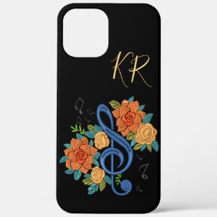 Musiknoten Musical Clef Nof Bloral Mit Monogramm Case-Mate iPhone Hülle