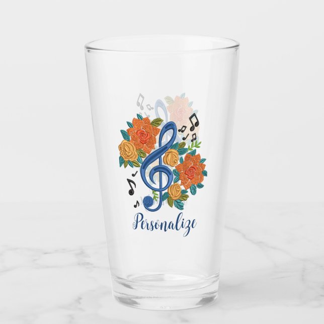 Musiknoten Musical Clef Personalisiertes Getränk Glas (Vorderseite)