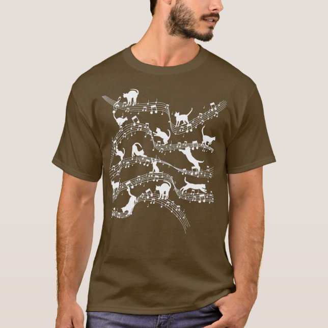 Musiknoten Musician Cat Süße Tier Classic T-Shirt (Vorderseite)