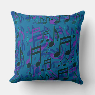 Musiknoten Musikalisches Muster Blau Grün Lila Kissen