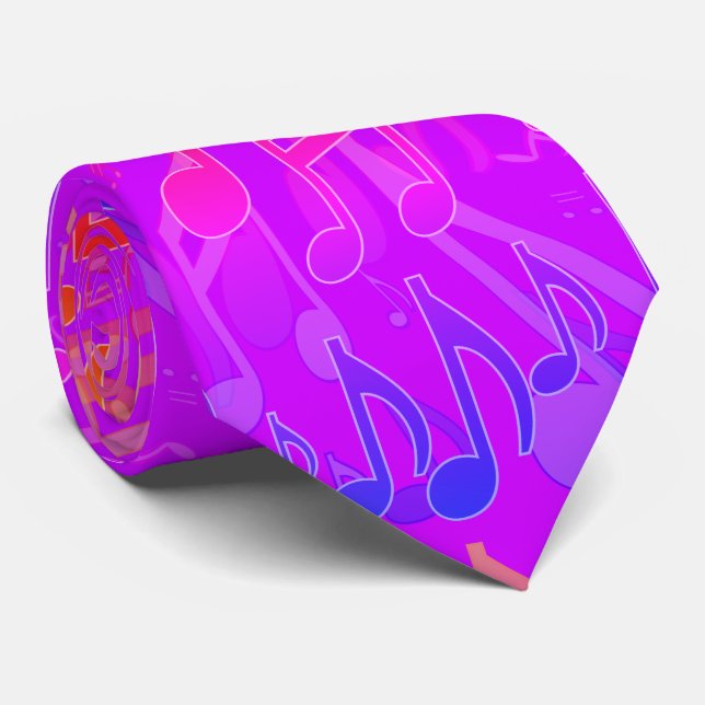 Musiknoten Musikalisches Muster Lila, helle Farben Krawatte (Gerollt)