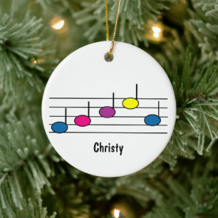Musiknoten Notenlinien Farbige Personalisierung Keramik Ornament