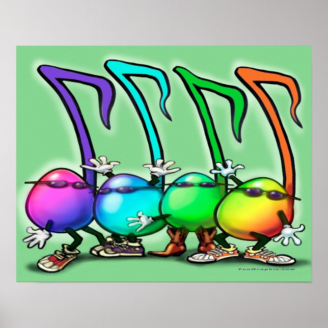 Musiknoten Party Poster (Vorne)