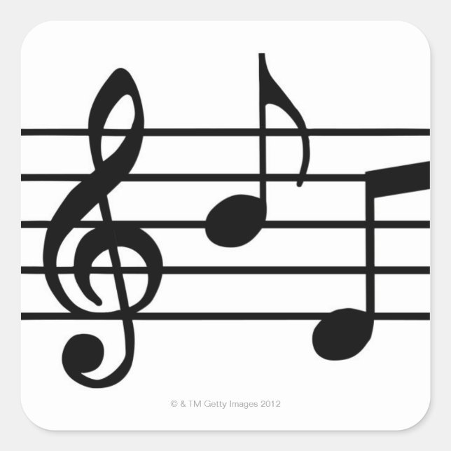 Musiknoten Quadratischer Aufkleber (Vorderseite)