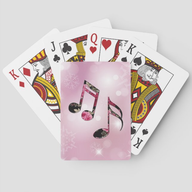 Musiknoten Rosa Schneeflocken Spielkarten (Rückseite)