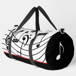 Musiknoten Rot Weiß und Schwarz Duffle Bag