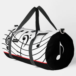 Musiknoten Rot Weiß und Schwarz Duffle Bag
