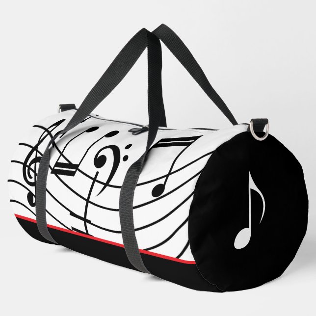 Musiknoten Rot Weiß und Schwarz Duffle Bag (Linke Ecke)