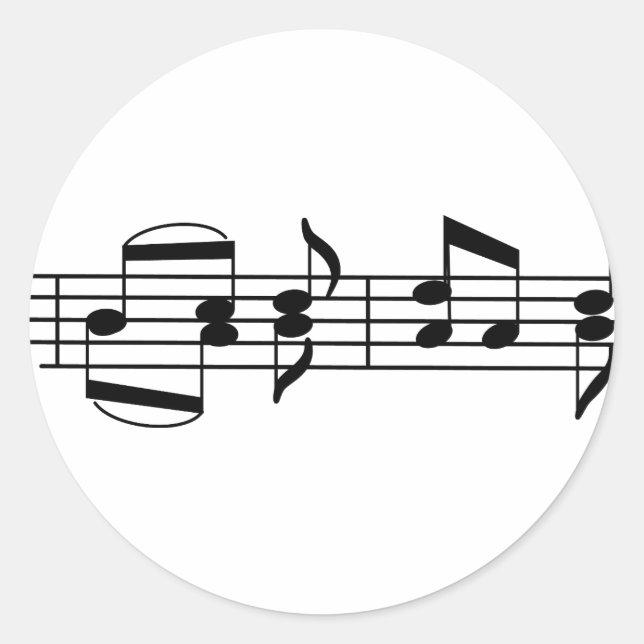 Musiknoten Runder Aufkleber (Vorderseite)