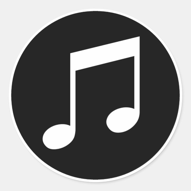 Musiknoten Runder Aufkleber (Vorderseite)