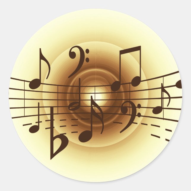 Musiknoten Runder Aufkleber (Vorderseite)
