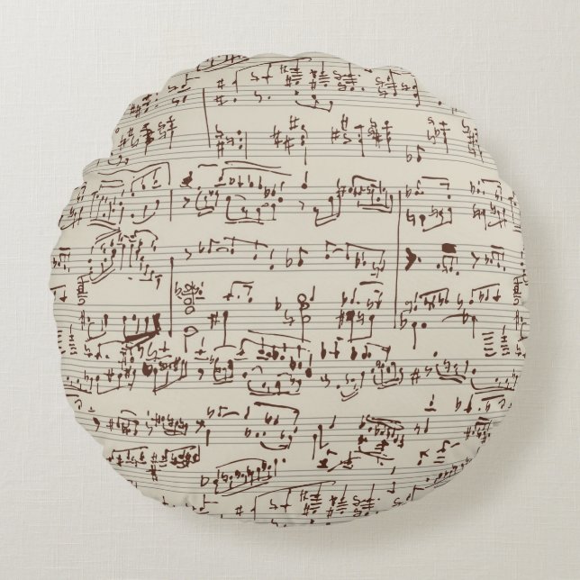 Musiknoten Rundes Kissen (Vorderseite)