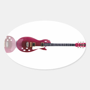 Musiknoten Saiten Gitarre Frieden Liebe Schicksal  Ovaler Aufkleber