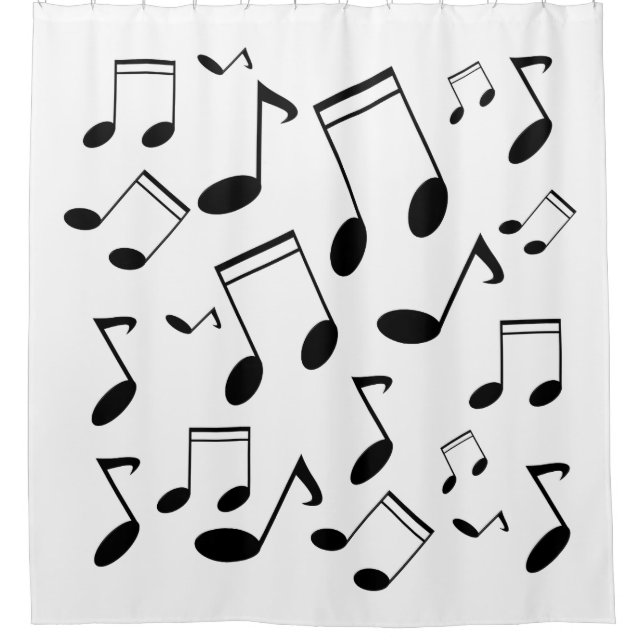 Musiknoten schwarz duschvorhang (Vorderseite)