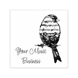 Musiknoten singender Liedvogel Firmenname Permastempel