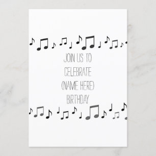 MUSIKNOTEN SITZEN DIESE EINLADUNG ZU IHREM GEBURTS