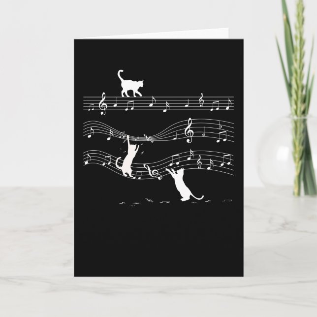 Musiknoten Spielende Katze Karte (Vorderseite)