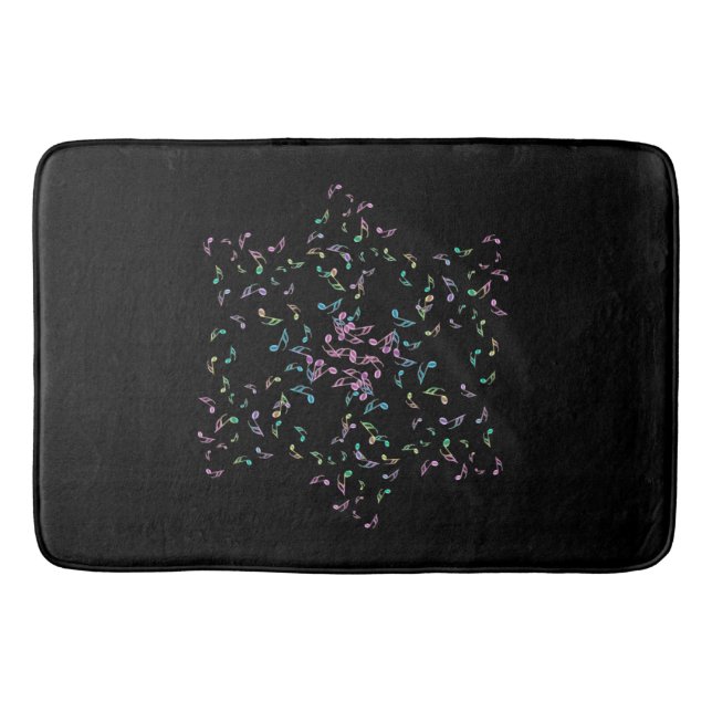 Musiknoten-Stern auf Schwarzem Badematte (Vorderseite)