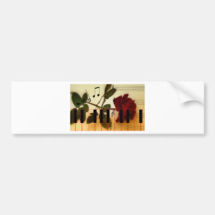 Musiknoten Tastatur Rote Rose Blossom Destiny Autoaufkleber