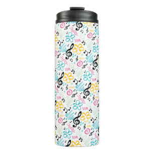 Musiknoten Treble Clef 90er Jahre Musikergeschenk Thermosbecher