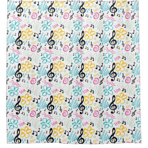 Musiknoten Treble Clef Musician Gift 90er Jahre Duschvorhang