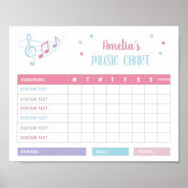 Musiknoten üben eine rosa Lila Bonuskarte aus Poster