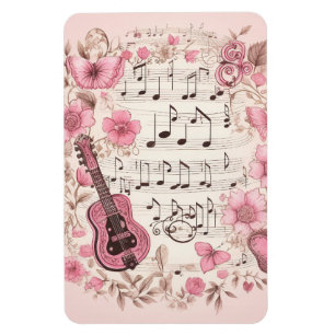 Musiknoten und Blumen im Retro-Stil Magnet