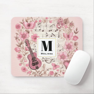 Musiknoten und Blumen im Retro-Stil Mousepad
