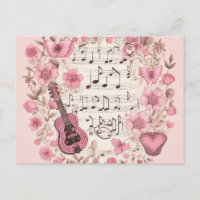 Musiknoten und Blumen im Retro-Stil