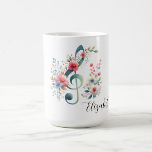 Musiknoten und Blumen Personalisiert Kaffeetasse