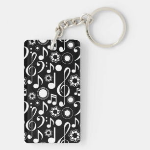 Musiknoten und Clefs Geschenk für Schwarz und Weiß Schlüsselanhänger