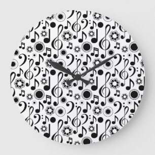 Musiknoten und Clefs Große Wanduhr
