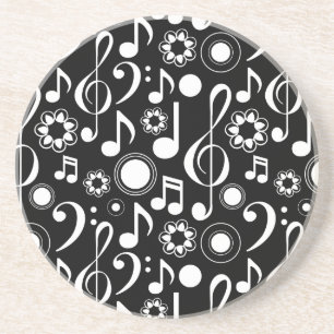 Musiknoten und Clefs - Schwarz weiß Untersetzer