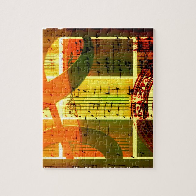 Musiknoten und Gitarre (Vertikal)