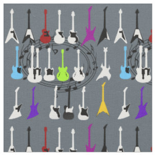Musiknoten und Gitarren-Druck-Gewebe-Material Stoff