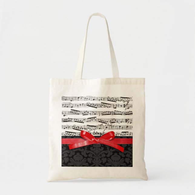Musiknoten und Imitatrotband Tragetasche (Vorne)