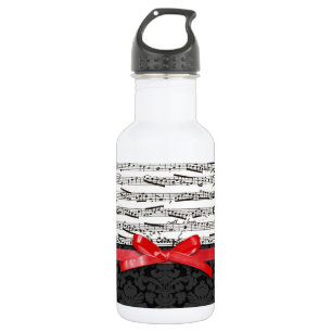 Musiknoten und Imitatrotband Trinkflasche