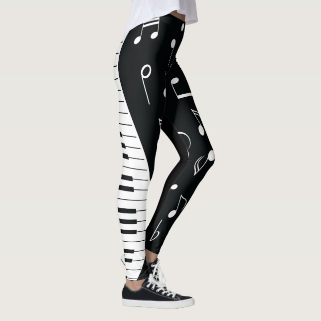 Musiknoten und Klaviertasten Leggings (Rechts)