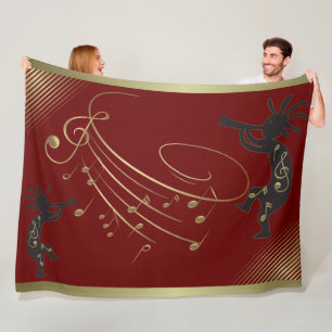 Musiknoten und roter Kokopelli-Fleece-Decke Fleecedecke