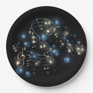 Musiknoten und Tageslichtpapiere Pappteller