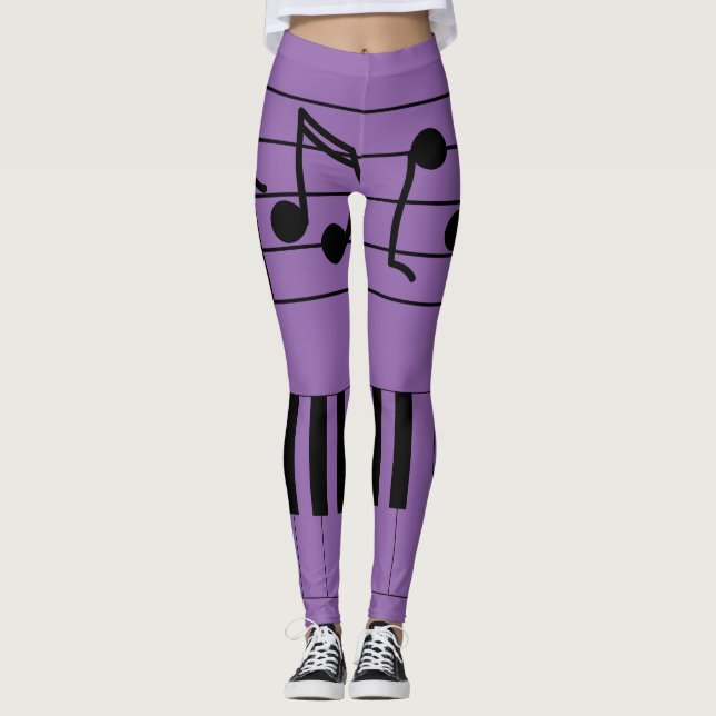 Musiknoten und Tastatur Leggings (Vorderseite)