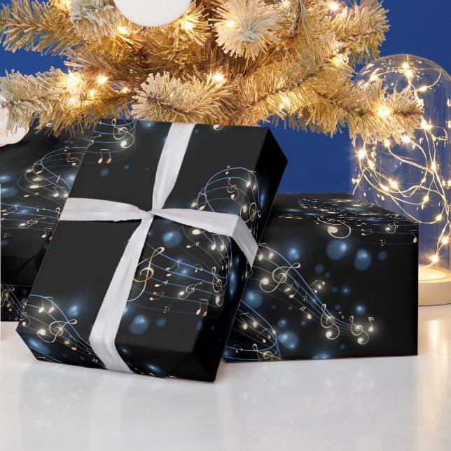 Musiknoten und Urlaubslicht Geschenkpapier (Feiertage)