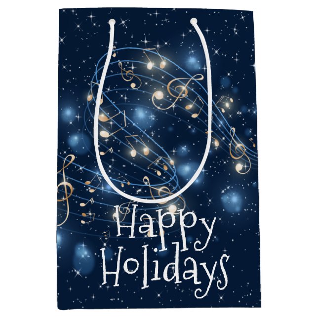 Musiknoten und Urlaubslicht Mittlere Geschenktüte (Vorderseite)