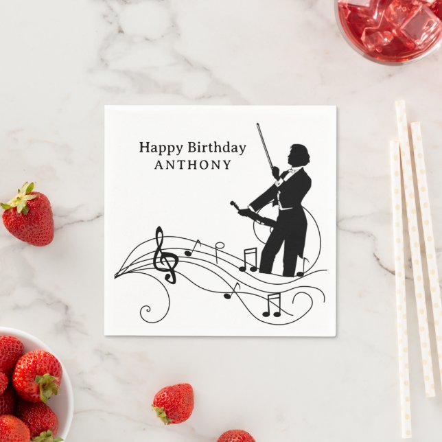 Musiknoten und Violinist Serviette (Beispiel)