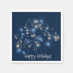 Musiknoten und Weihnachtsbeleuchtung Napkins Serviette
