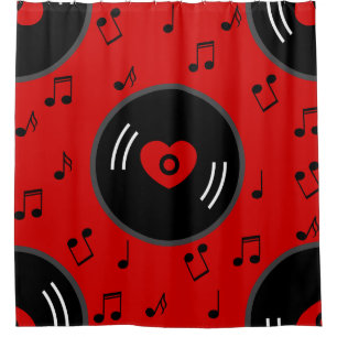 Musiknoten Vinyl Record Duschvorhang