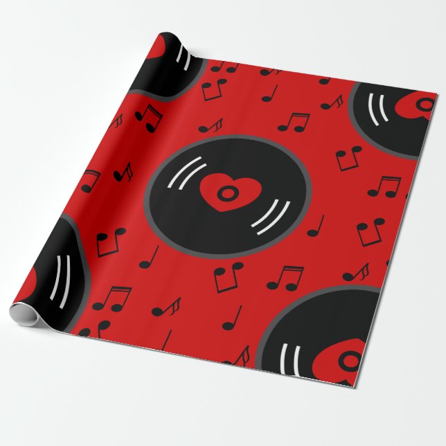 Musiknoten Vinyl Record Geschenkpapier (Ungerollt)