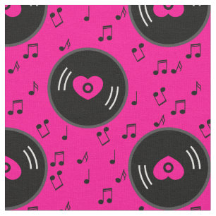 Musiknoten Vinyl-Schallplatte Herz rosa Stoff