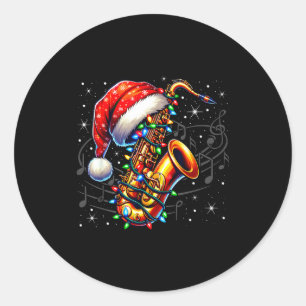 Musiknoten Violinschlüssel Weihnachten Saxophon Ja Runder Aufkleber